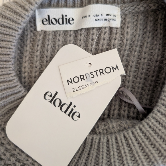 Elodie Womens 8 Gray Sweater NWT Minimalist Neutral Indie Boho Cottage Basic - Picture 6 of 7